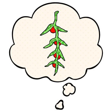 çizgi film bitki ve çizgi roman tarzında düşünce balonu