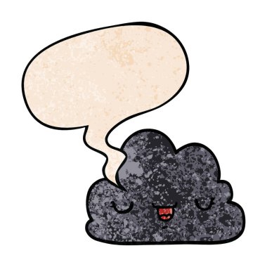 retro doku tarzında sevimli karikatür bulut ve konuşma balonu