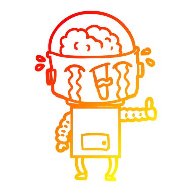 sıcak degrade çizgi çizim karikatür ağlayan robot jest yapma