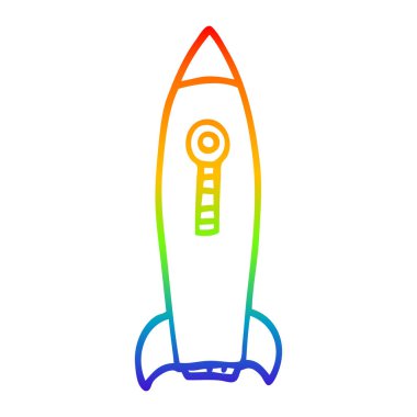 gökkuşağı gradyan çizgi çizim karikatür uzay roket