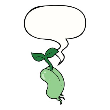 çizgi film filizlenen tohum ve konuşma balonu