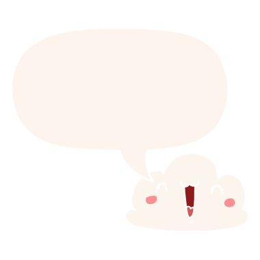 retro tarzında sevimli karikatür bulut ve konuşma balonu