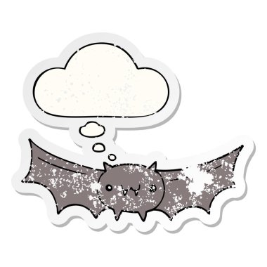 karikatür vampir yarasa ve sıkıntılı yıpranmış stic olarak kabarcık düşündüm