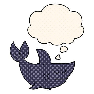 çizgi film köpekbalığı ve çizgi roman tarzında düşünce balonu