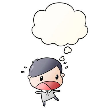 karikatür şok adam ve pürüzsüz degrade tarzında kabarcık düşünce