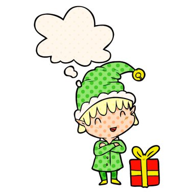 çizgi film mutlu noel elf ve çizgi roman sty düşünce balonu