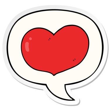 karikatür aşk kalp ve konuşma kabarcık etiket