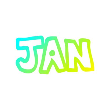 ocak ayının soğuk degrade çizgi çizim karikatür ay