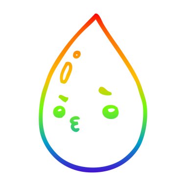 gökkuşağı degrade çizgi çizim karikatür sevimli yağmur damlası