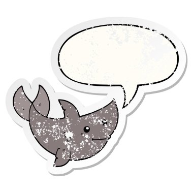 karikatür köpekbalığı ve konuşma balonu sıkıntılı etiket