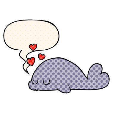 çizgi roman tarzında sevimli karikatür yunus ve konuşma balonu