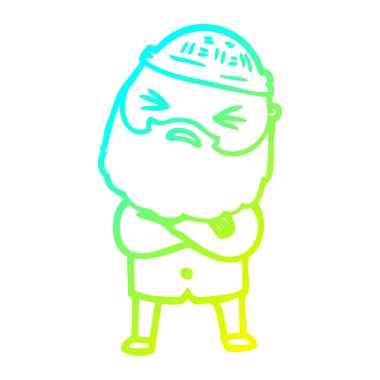 sakallı soğuk degrade çizgi çizim karikatür adam