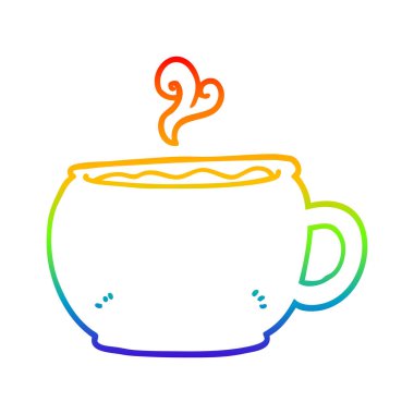 gökkuşağı gradyan çizgi çizim karikatür kahve fincanı