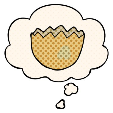 çizgi film yumurta kabuğu ve çizgi roman tarzında düşünce balonu kırık