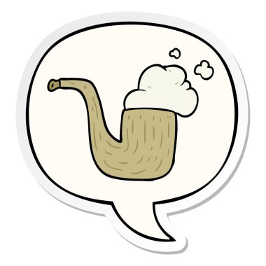 karikatür eski sigara boru ve konuşma kabarcık etiket