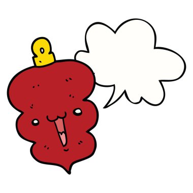 karikatür noel dekorasyon bauble ve konuşma balonu