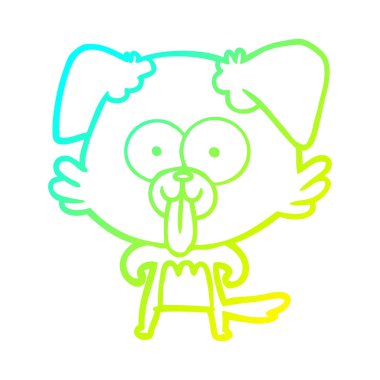 dil dışarı yapışmasını ile soğuk degrade çizgi çizim karikatür köpek