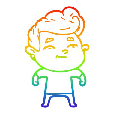 gökkuşağı degrade çizgi çizim mutlu karikatür adam