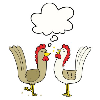 karikatür tavuk ve düşünce balonu