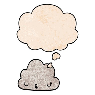 sevimli karikatür bulut ve grunge doku desen düşünce balonu 