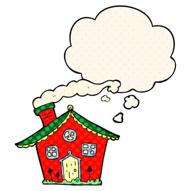 çizgi film evi ve çizgi roman tarzında düşünce balonu