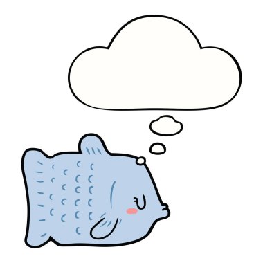 karikatür balık ve düşünce balonu