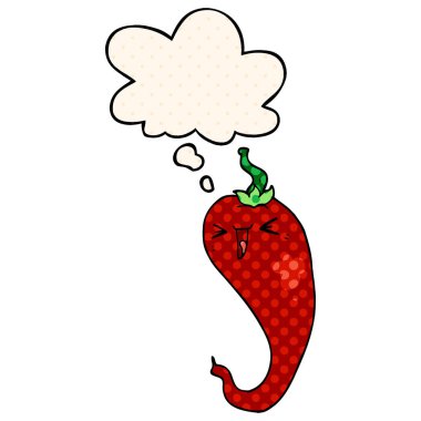 çizgi roman tarzında karikatür sıcak biber ve düşünce balonu