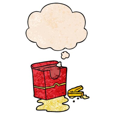 karikatür kızartması ve grunge doku desen tarzında düşünce balonu