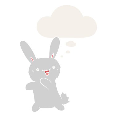 karikatür tavşan ve retro tarzında düşünce balonu