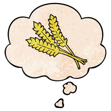 karikatür buğday ve grunge doku desen tarzında düşünce balonu