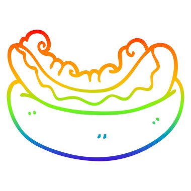 gökkuşağı degrade çizgi çizim karikatür hotdog bir topuz içinde