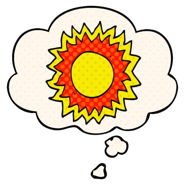 çizgi film güneşi ve çizgi roman tarzında düşünce balonu