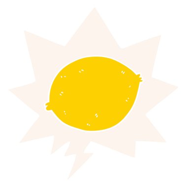 retro tarzıkarikatür limon ve konuşma balonu