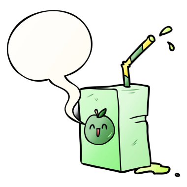 karikatür elma suyu kutusu ve konuşma balonu pürüzsüz degrade sty