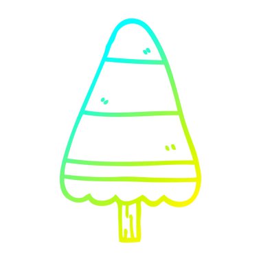 soğuk degrade çizgi çizim karikatür noel ağacı