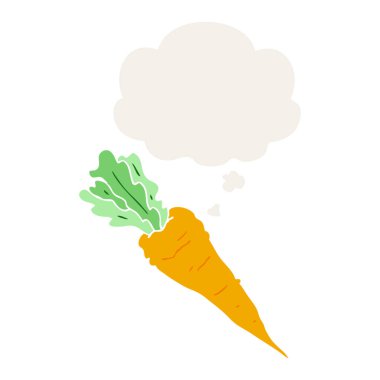 karikatür havuç ve retro tarzında düşünce balonu