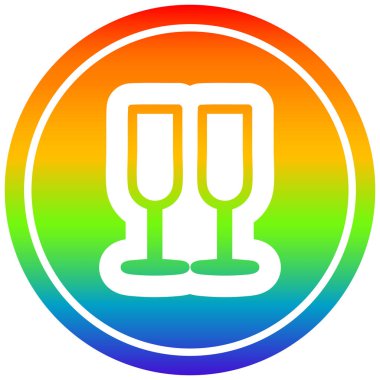 gökkuşağı spektrumlu şampanya bardakları dairesel