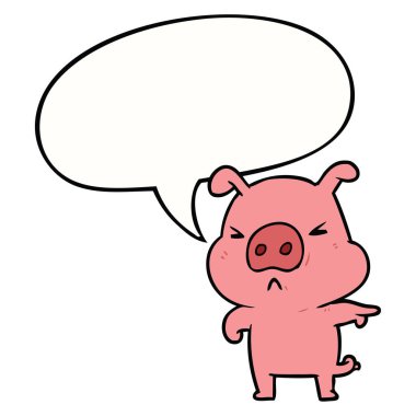 karikatür kızgın domuz işaret ve konuşma balonu