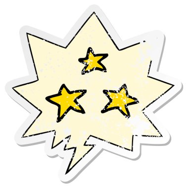 karikatür yıldız ve konuşma balonu sıkıntılı etiket