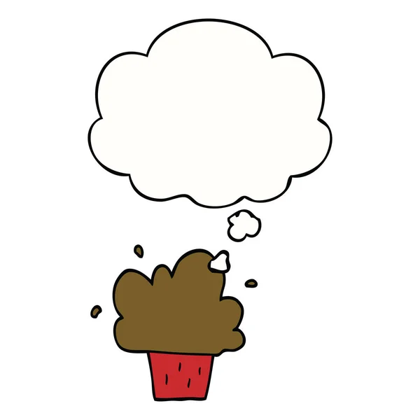Tecknad cupcake och tankebubbla — Stock vektor