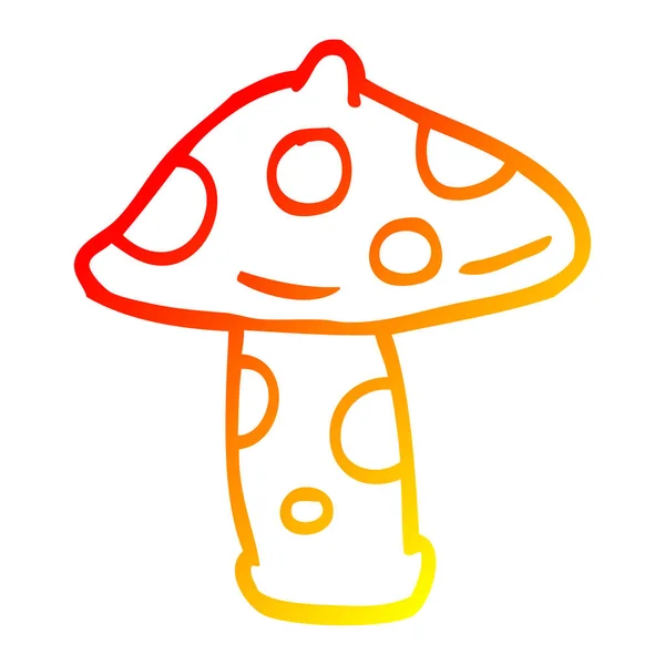 Chaud dégradé ligne dessin dessin dessin animé champignon — Image vectorielle