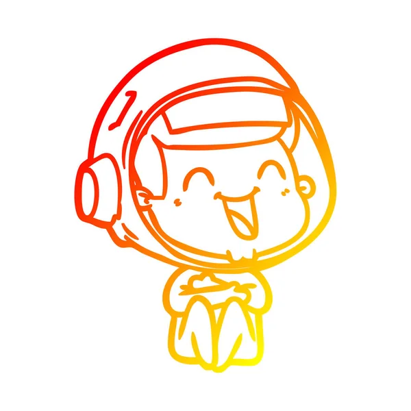 Chaud gradient ligne dessin heureux dessin animé astronaute — Image vectorielle