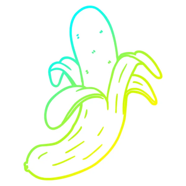 Koude gradiënt lijntekening cartoon banaan — Stockvector
