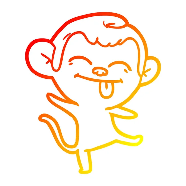 Warme Gradientenlinie Zeichnung lustige Cartoon-Affen tanzen — Stockvektor