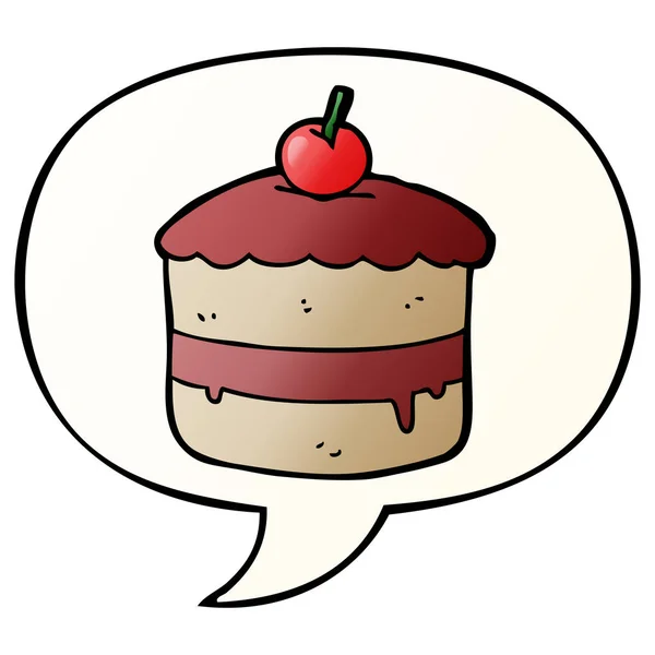 Tecknad tårta och pratbubbla i slät gradient stil — Stock vektor