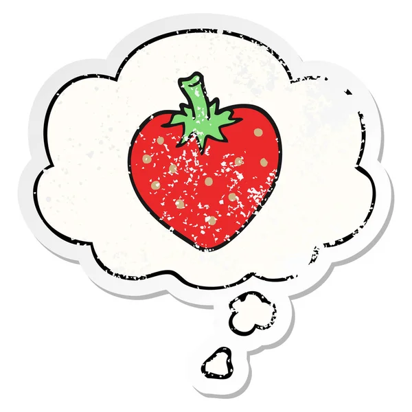Καρτούν φράουλα και φούσκα σκέψης ως ένα ανήσυχος φοριέται ραβδί — Διανυσματικό Αρχείο