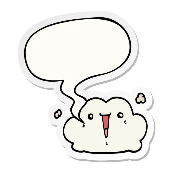 Sevimli karikatür bulut ve konuşma balonu etiket — Stok Vektör