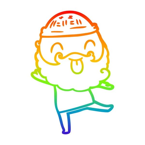 Rainbow gradient linje ritning Dancing man med skägg stickning ou — Stock vektor