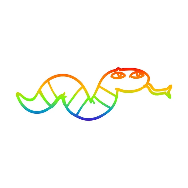 Rainbow gradient line drawing cartoon snake — Stock Vector