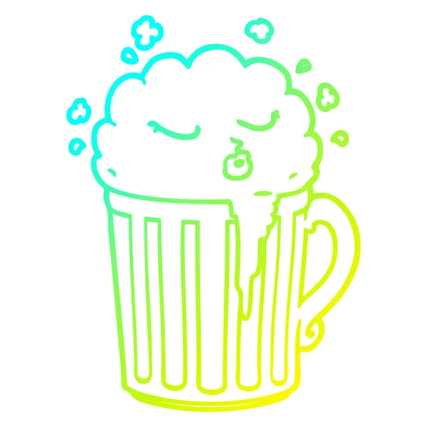 Κρύα γραμμή ντεγκραντέ σχέδιο κούπα κινουμένων σχεδίων μπύρας — Διανυσματικό Αρχείο